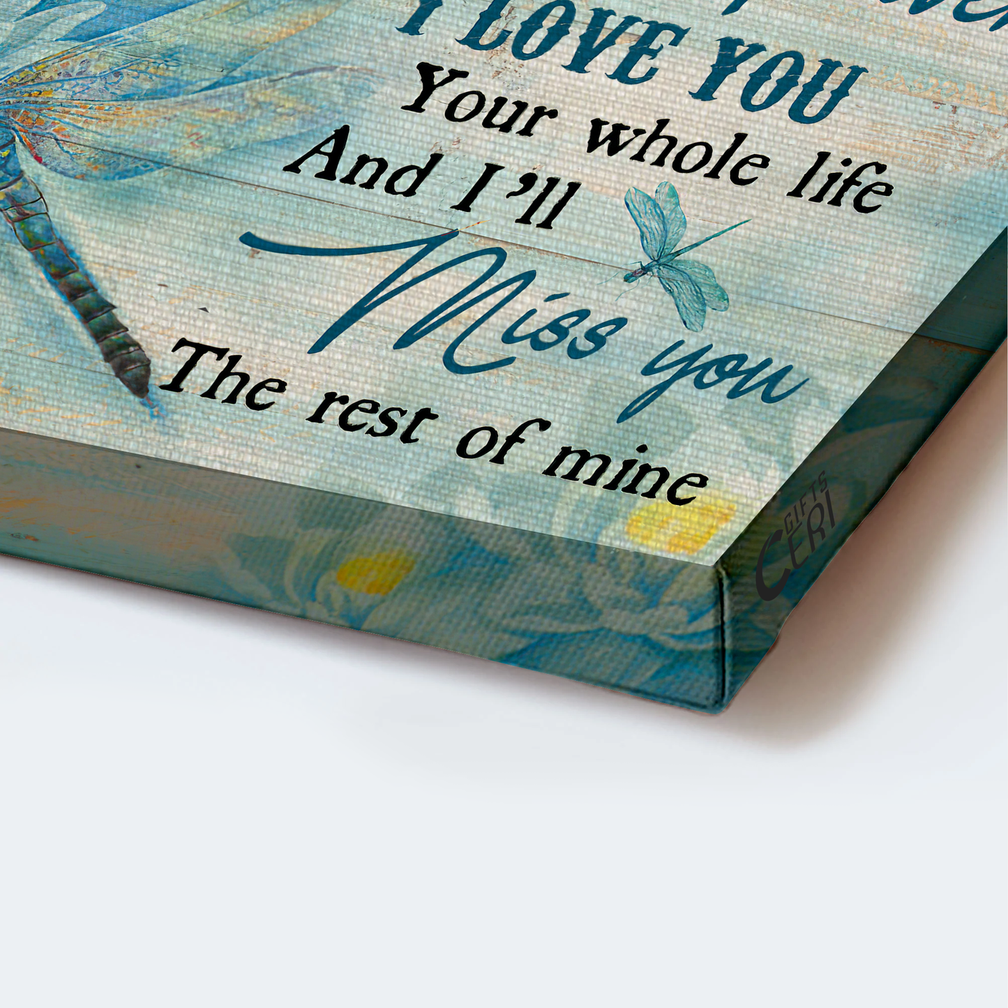 Heaven Portrait Canvas - Blue butterfly, White flower painting, Pastel background Portrait Canvas - Memorial Gift For Family Members - I'll miss you the rest of mine Portrait Canvas