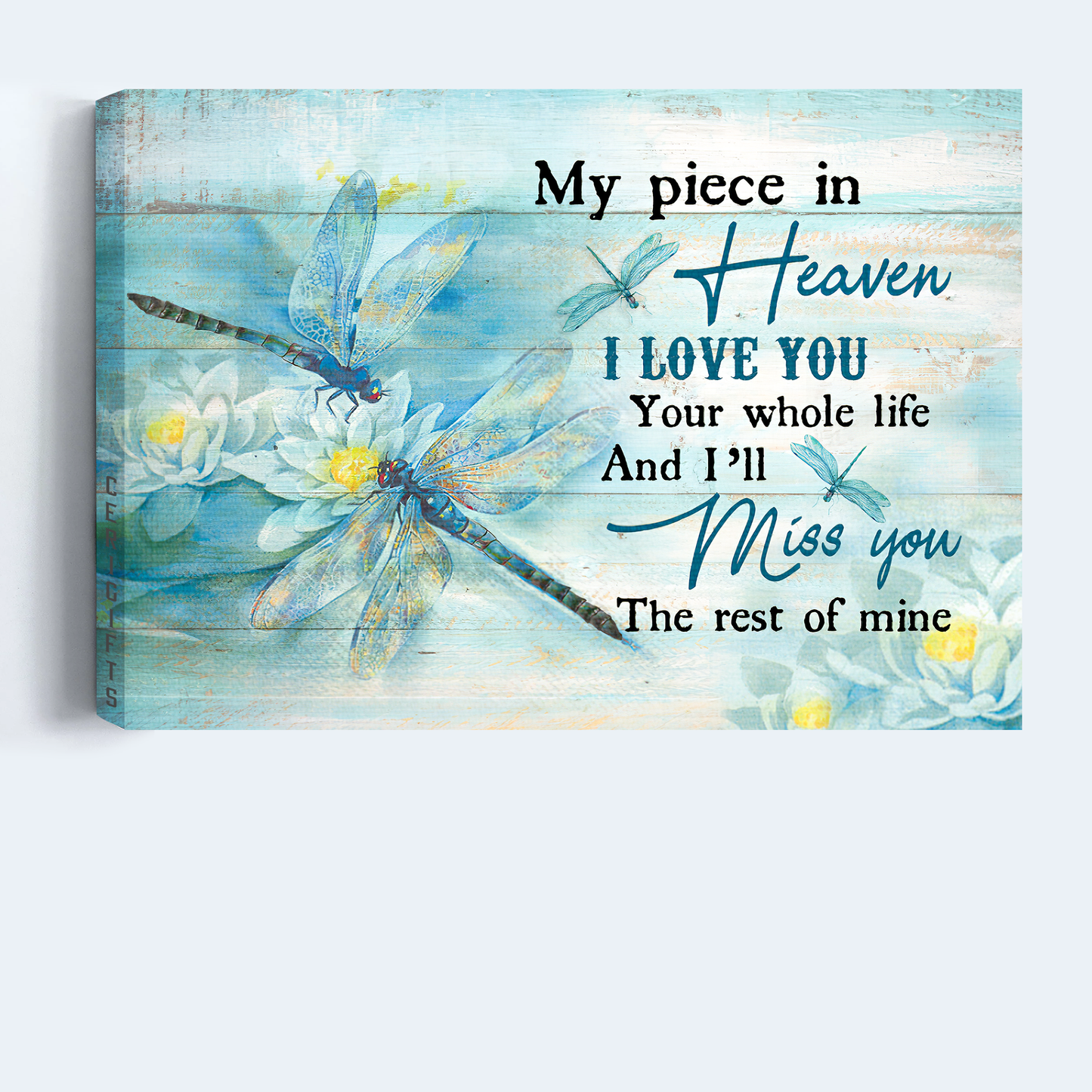 Heaven Portrait Canvas - Blue butterfly, White flower painting, Pastel background Portrait Canvas - Memorial Gift For Family Members - I'll miss you the rest of mine Portrait Canvas