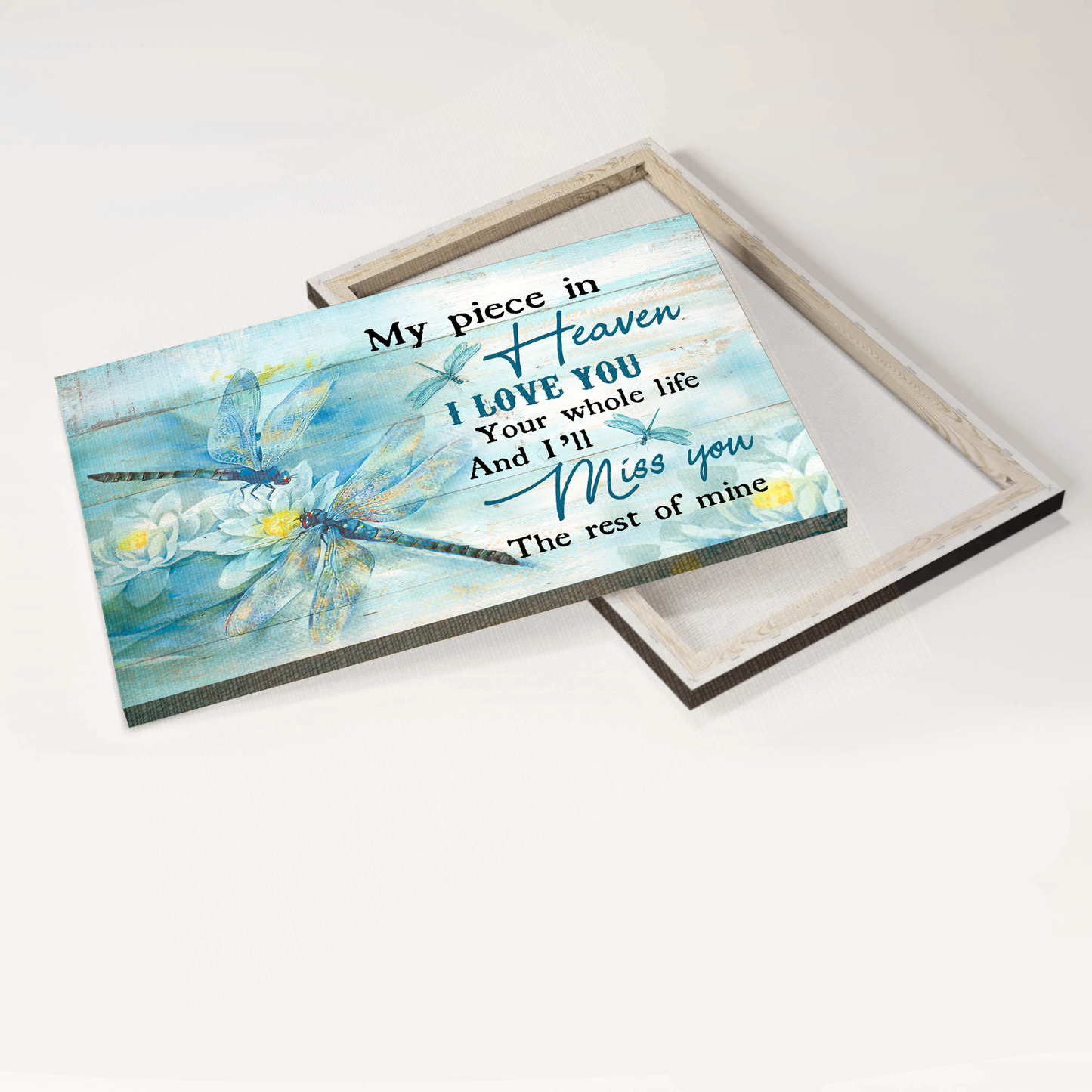 Heaven Portrait Canvas - Blue butterfly, White flower painting, Pastel background Portrait Canvas - Memorial Gift For Family Members - I'll miss you the rest of mine Portrait Canvas