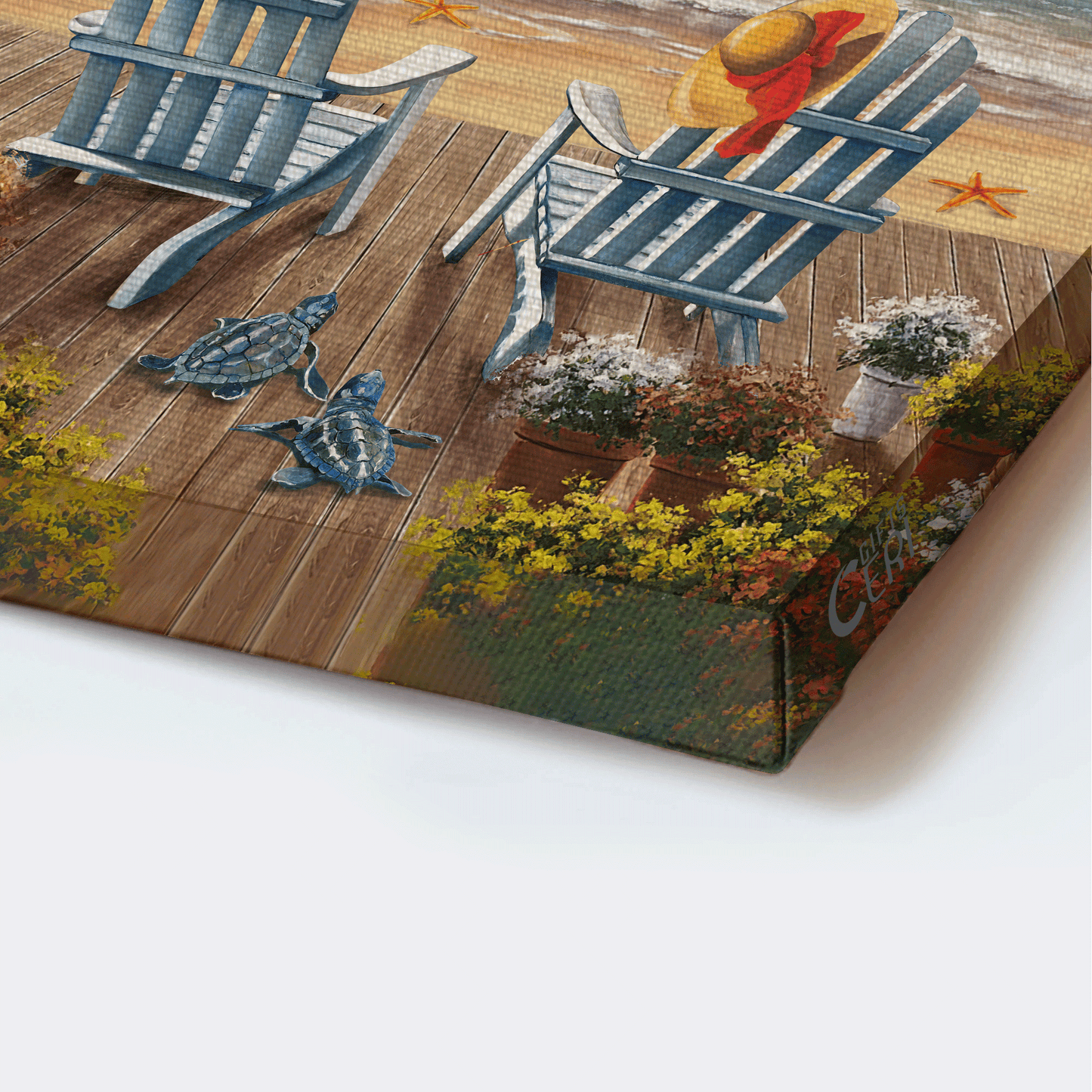 Couple Portrait Canvas- Blue chairs, Ocean painting, Orange sunset - Gift for Couple, Lover- You and me together - Portrait Canvas Prints, Wall Art
