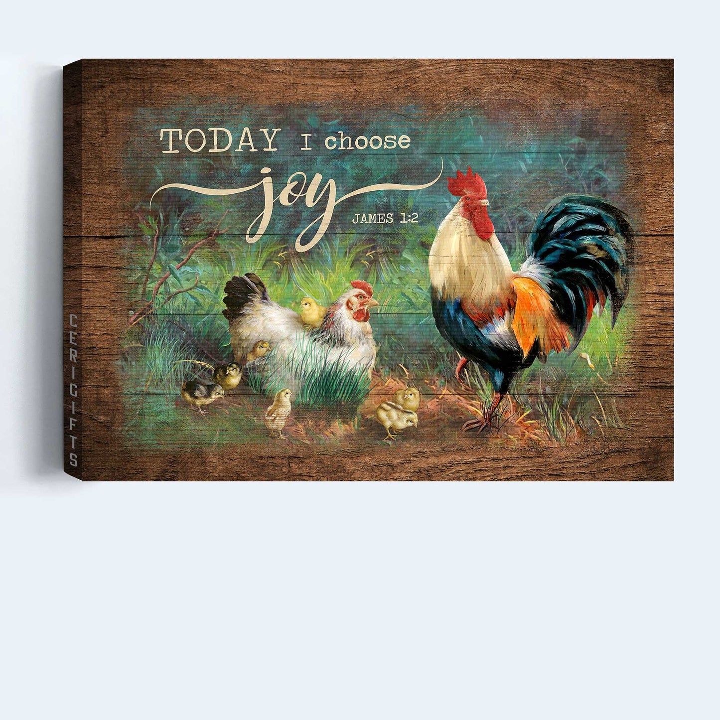 Jesus Landscape Canvas- Adorable Chick, Couple Chicken Drawing Landscape Canvas- Gift For Religious Christian- Today I Choose Joy