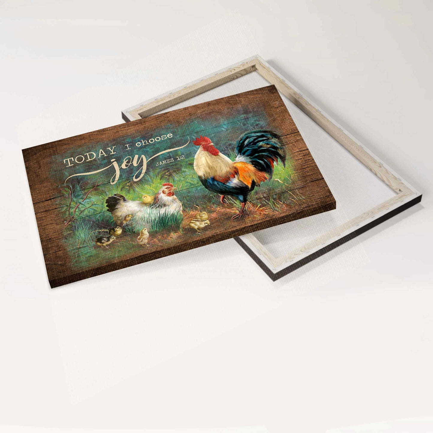 Jesus Landscape Canvas- Adorable Chick, Couple Chicken Drawing Landscape Canvas- Gift For Religious Christian- Today I Choose Joy
