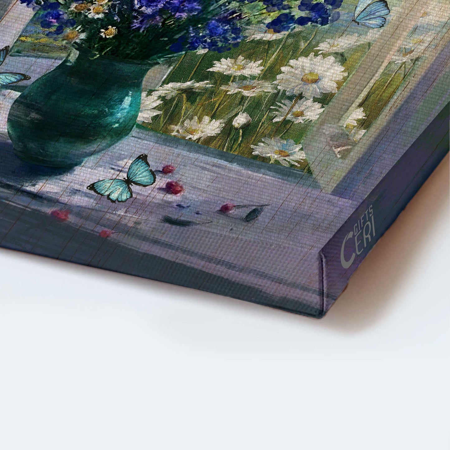 Heaven Portrait Canvas - Blue flower vase by the window Portrait Canvas - Memorial Gift For Family Members - My heart still looks for you My soul knows you are at peace Portrait Canvas