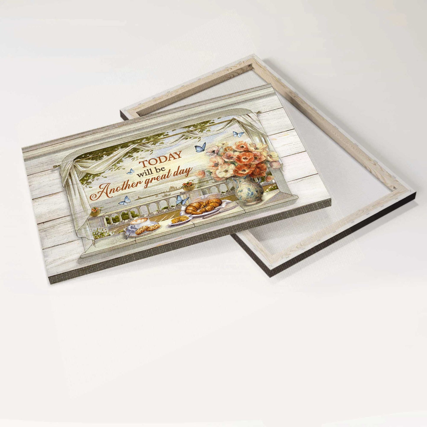 Jesus Landscape Canvas- Afternoon tea, Vintage painting, Window view, Sea view painting Landscape Canvas- Gift For Christian- Today will be another great day