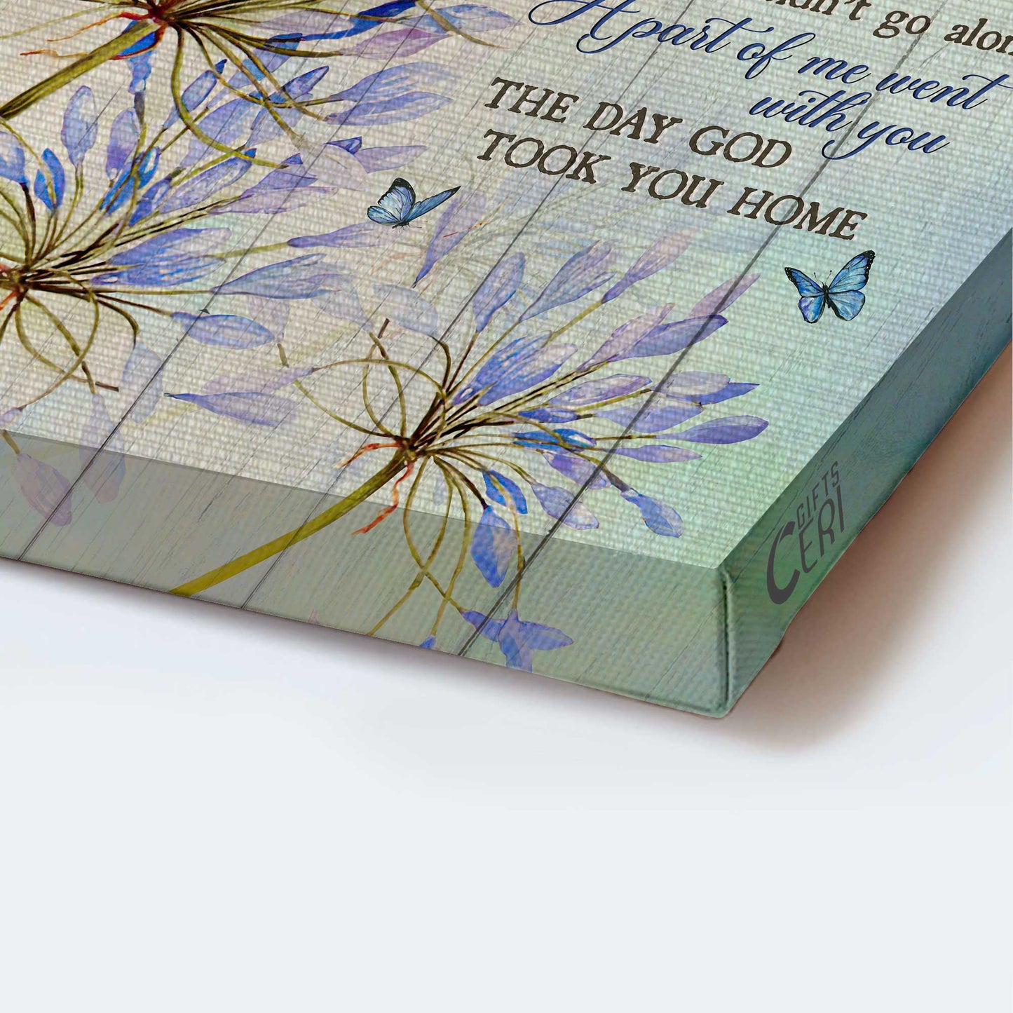 Memorial Portrait Canvas- Agapanthus Africanus, Purple Butterfly, Heaven Portrait Canvas- Gifts For Butterfly Lover- Gifts For Members Family- Missing You Always