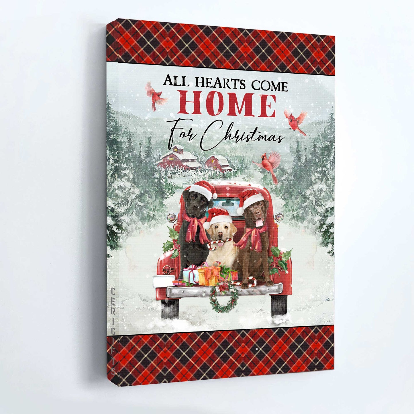 Labrador, Cardinal Christmas Portrait Canvas Prints, Christian Wall Art - All Hearts Come Home For Christmas Portrait Canvas Prints