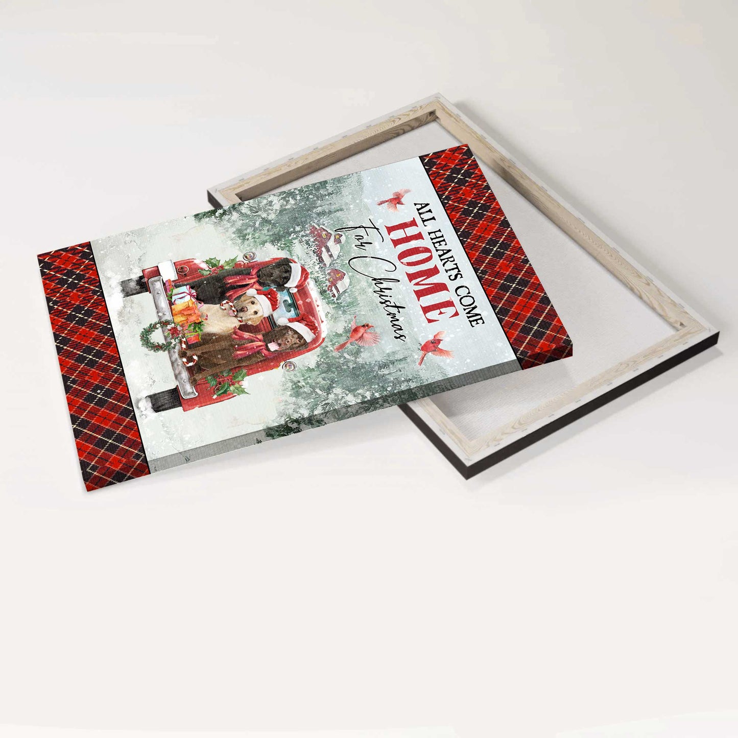 Labrador, Cardinal Christmas Portrait Canvas Prints, Christian Wall Art - All Hearts Come Home For Christmas Portrait Canvas Prints