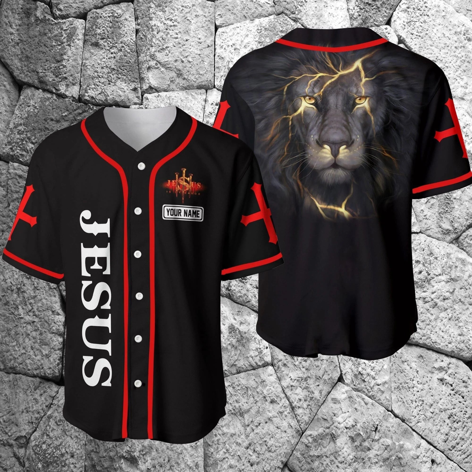 Personalized Jesus Baseball Jersey - Lion Baseball Jersey - Gift For Christians - Custom Printed 3D Baseball Jersey Shirt For Men and Women