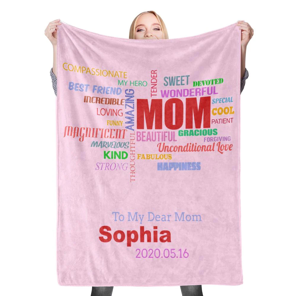 Gift For Mom Personalized Blanket - Custom Name Blanket - Best Gift For Mother's Day Blanket, Presents For Mom, Mother in Law - To My Dear Mom Blanket