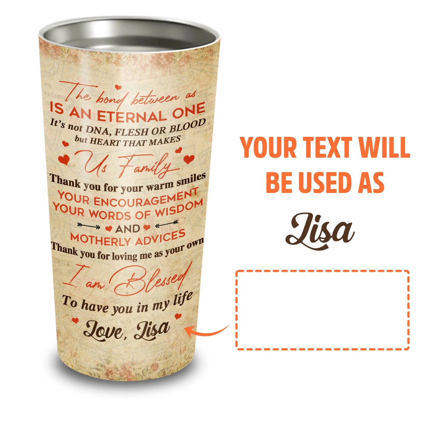 Best Personalized Mother's Day Gifts Tumbler - Custom Gift For Mother's Day, Presents for Mom - To My Mother In Law The Bond Between Us Tumbler
