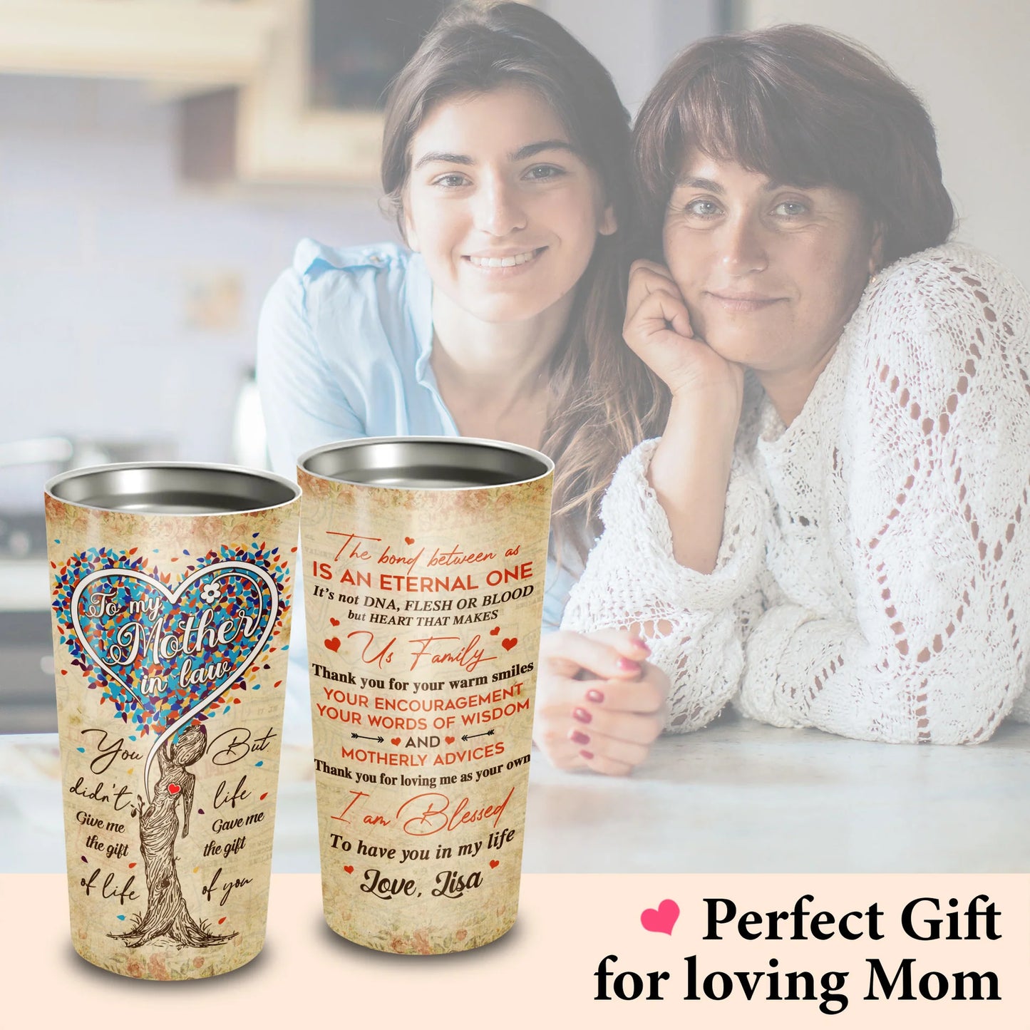 Best Personalized Mother's Day Gifts Tumbler - Custom Gift For Mother's Day, Presents for Mom - To My Mother In Law The Bond Between Us Tumbler