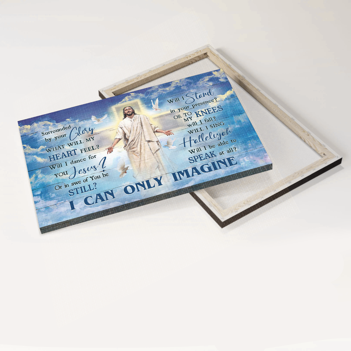 Jesus Landscape Canvas- Blue sky, Holy spirit dove, Jesus painting canvas- Gift for Christian- I can only imagine - Landscape Canvas Prints, Christian Wall Art