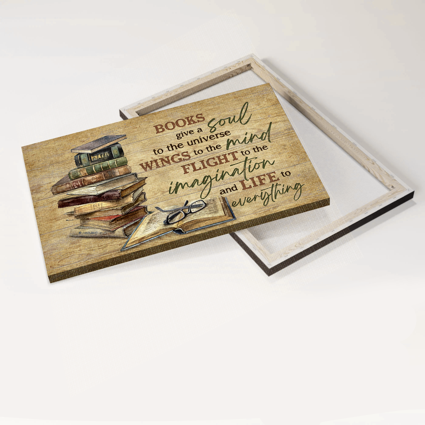 Jesus Landscape Canvas- Book drawing, Sketch book, Eyeglasses canvas- Gift for Christian- Books give a soul- Landscape Canvas Prints, Christian Wall Art