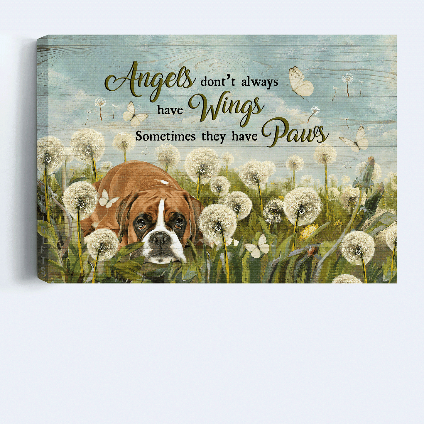 Boxer Landscape Canvas - Boxer painting, Dandelion field, Dog Landscape Canvas - Gift for Boxer lover- Angels don't always have wings
