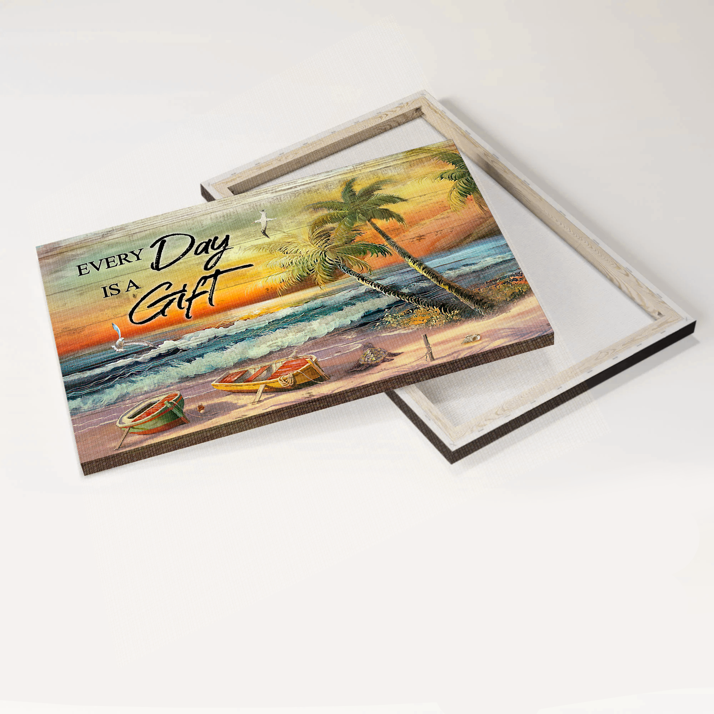 Jesus Landscape Canvas- Brilliant beach painting, Amazing sunset, Seagull canvas- Gift for Christian- Everyday is a gift