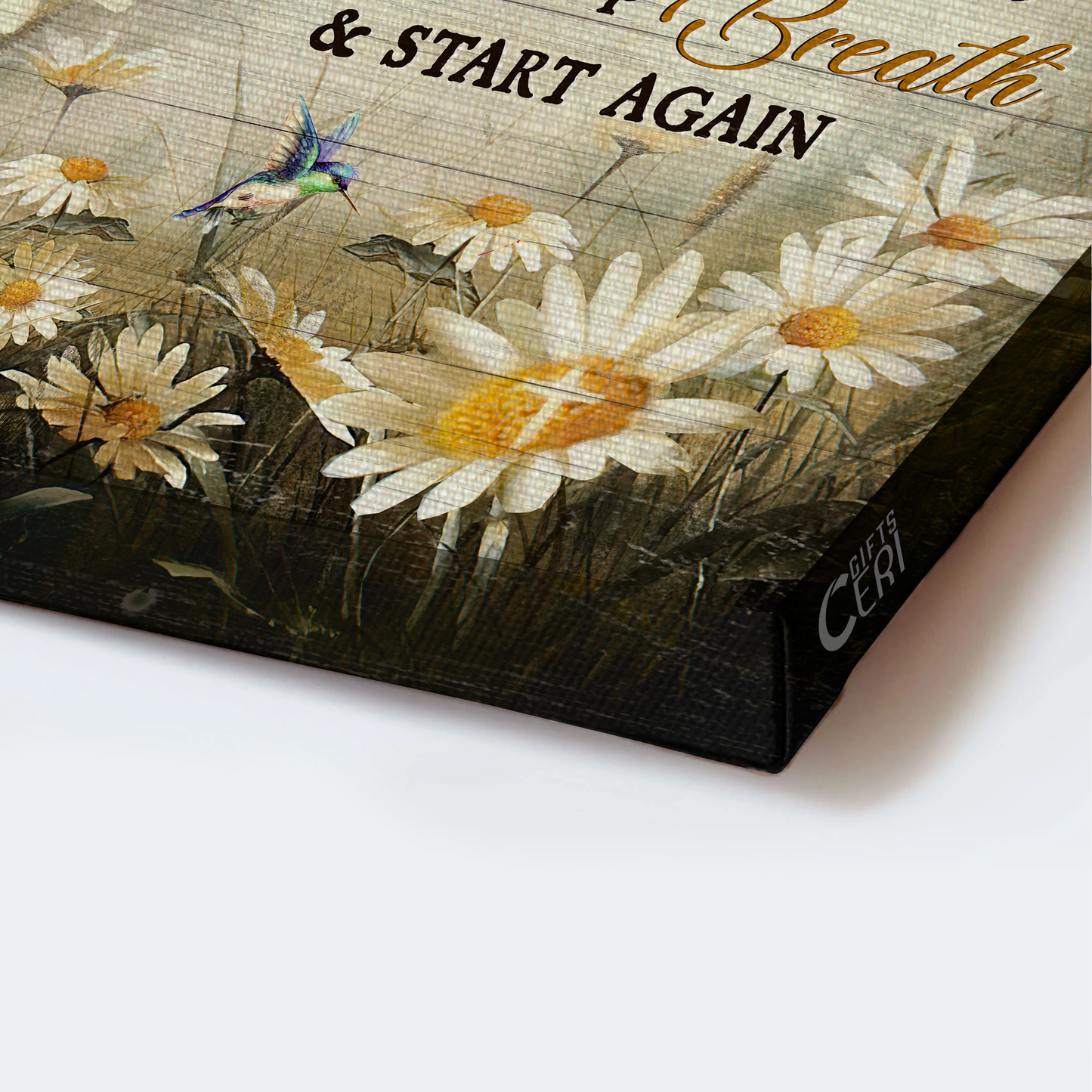 Jesus Landscape Canvas- Brilliant daisy field, Colorful hummingbird canvas- Gift for Christian- Every day is a new beginning