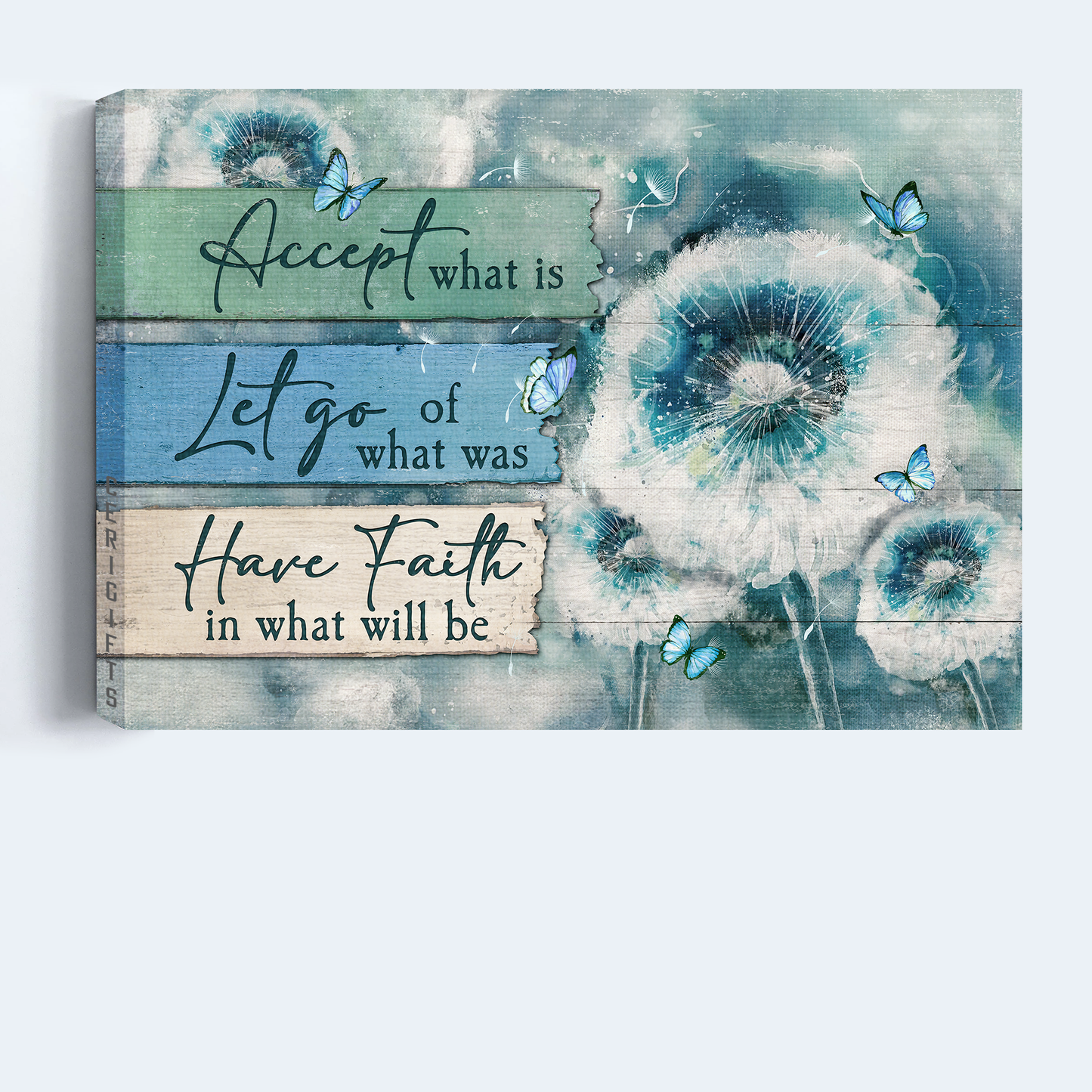 Jesus Landscape Canvas- Brilliant dandelion flower, Blue butterfly canvas- Gift for Christian- Accept what is let go - Landscape Canvas Prints, Christian Wall Art