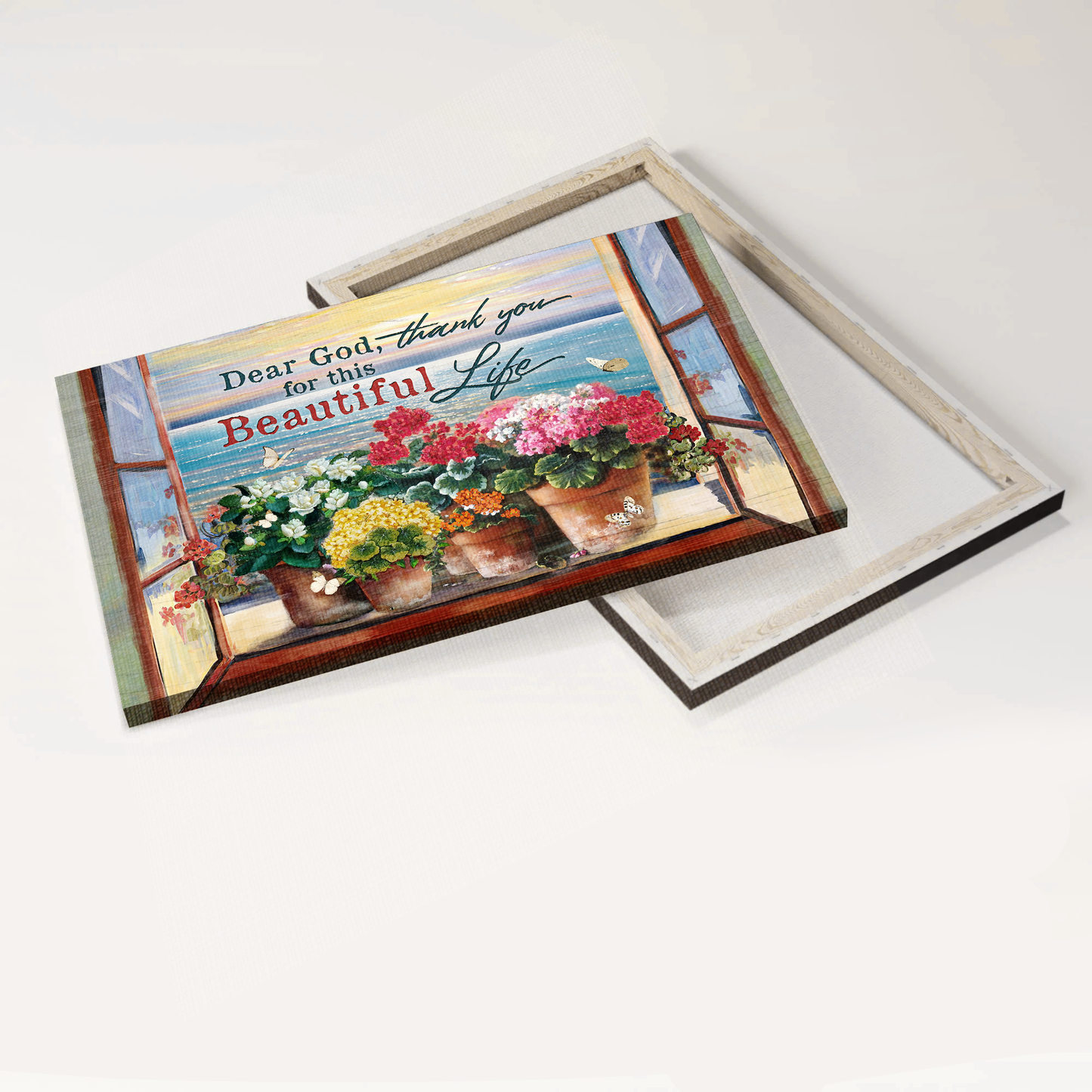 Jesus Landscape Canvas- Brilliant flower, Ocean painting, Sunset canvas- Gift for Christian- Thank you for this beautiful life