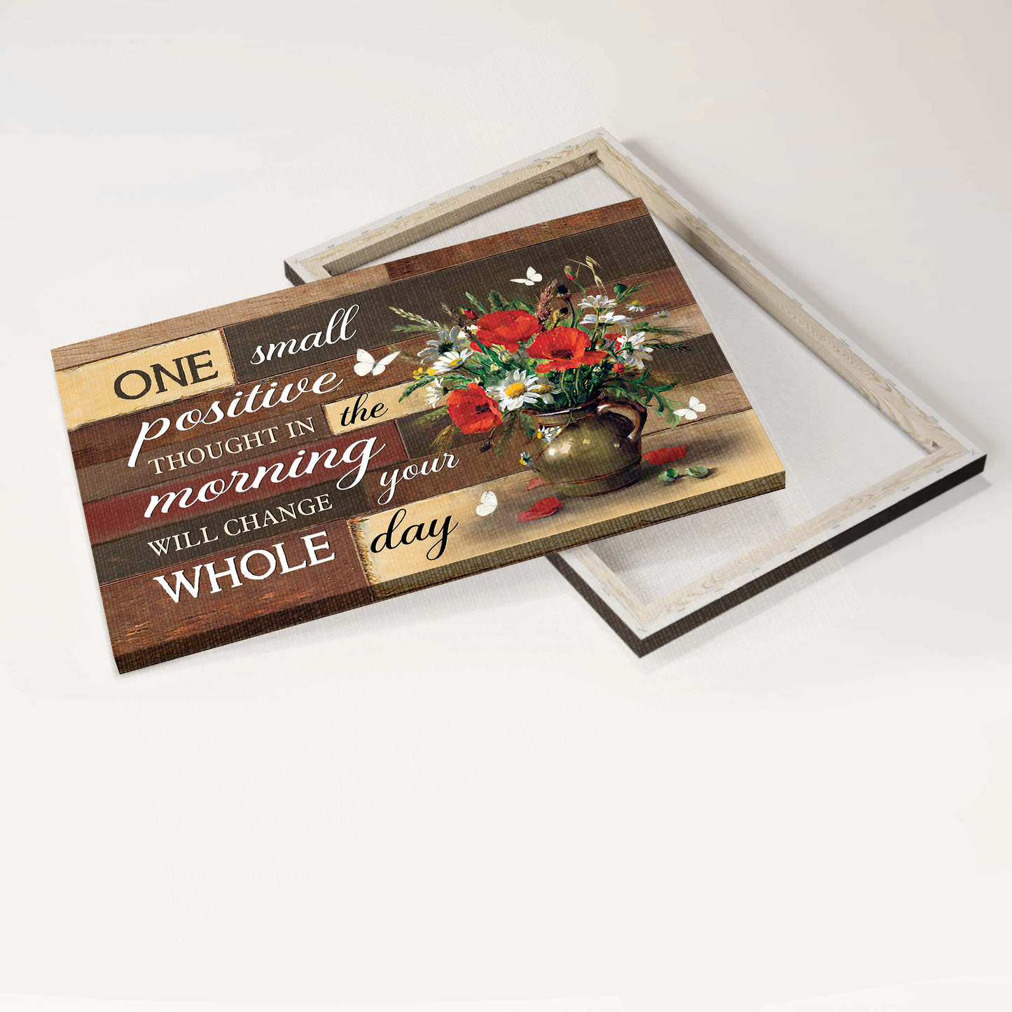 Jesus Landscape Canvas- Brilliant flower painting, Wooden background canvas- Gift for Christian- One small positive thought in the morning