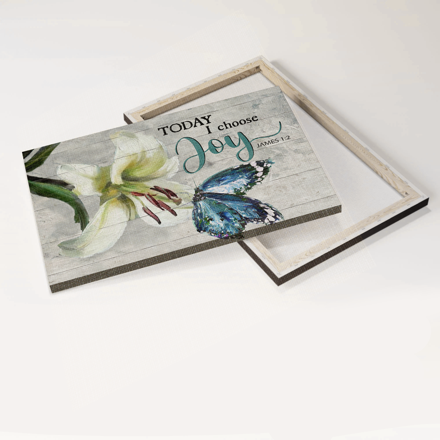 Jesus Landscape Canvas- Brilliant lily flower, Watercolor butterfly canvas- Gift for Christian- Today I choose joy