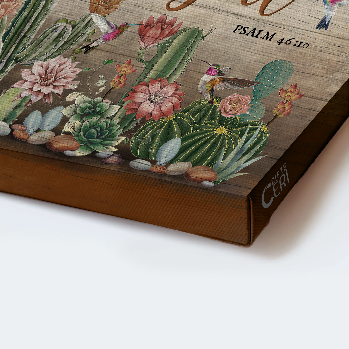 Jesus Landscape Canvas- Cactus, Hummingbird canvas- Gift for Christian- Be Still & Know That I Am God