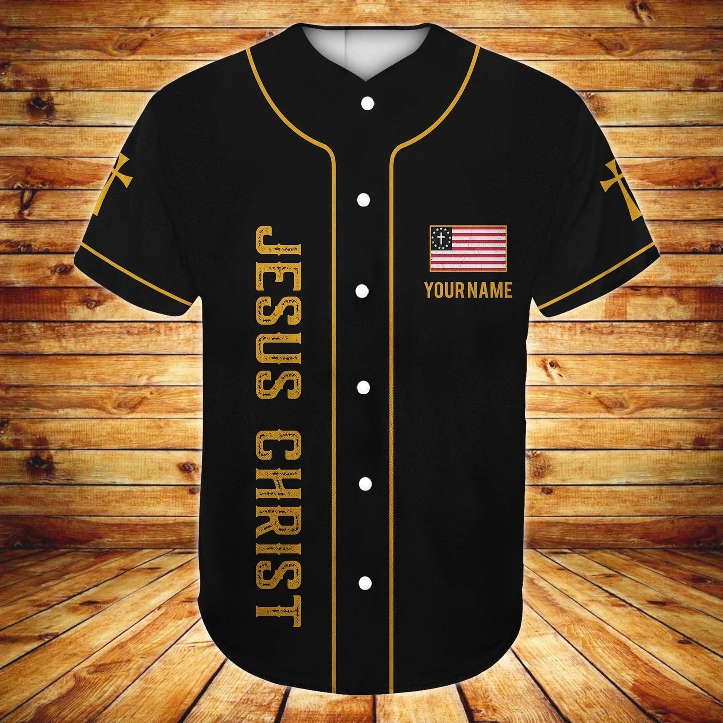 Personalized Jesus Baseball Jersey - Wings, American Flag, Cross Baseball Jersey - Gift For Christians - One Nation Under God Custom Baseball Jersey