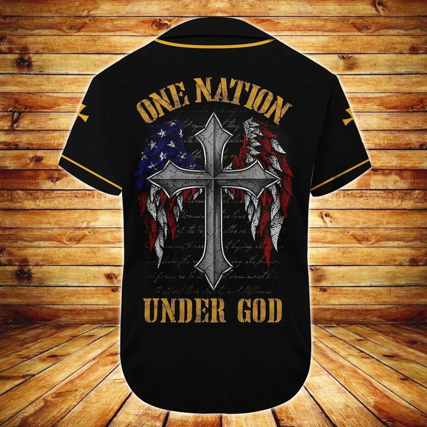 Personalized Jesus Baseball Jersey - Wings, American Flag, Cross Baseball Jersey - Gift For Christians - One Nation Under God Custom Baseball Jersey