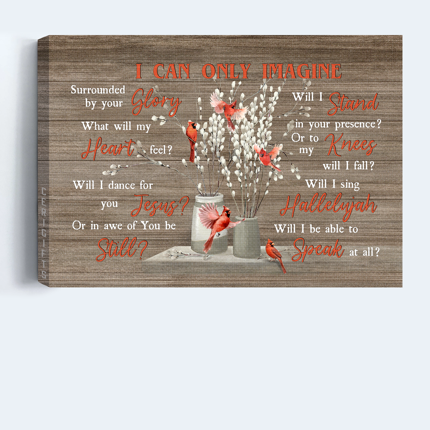 Jesus Landscape Canvas- Cardinal, Briar Flower Vase canvas- Gift for Christian- I Can Only Imagine