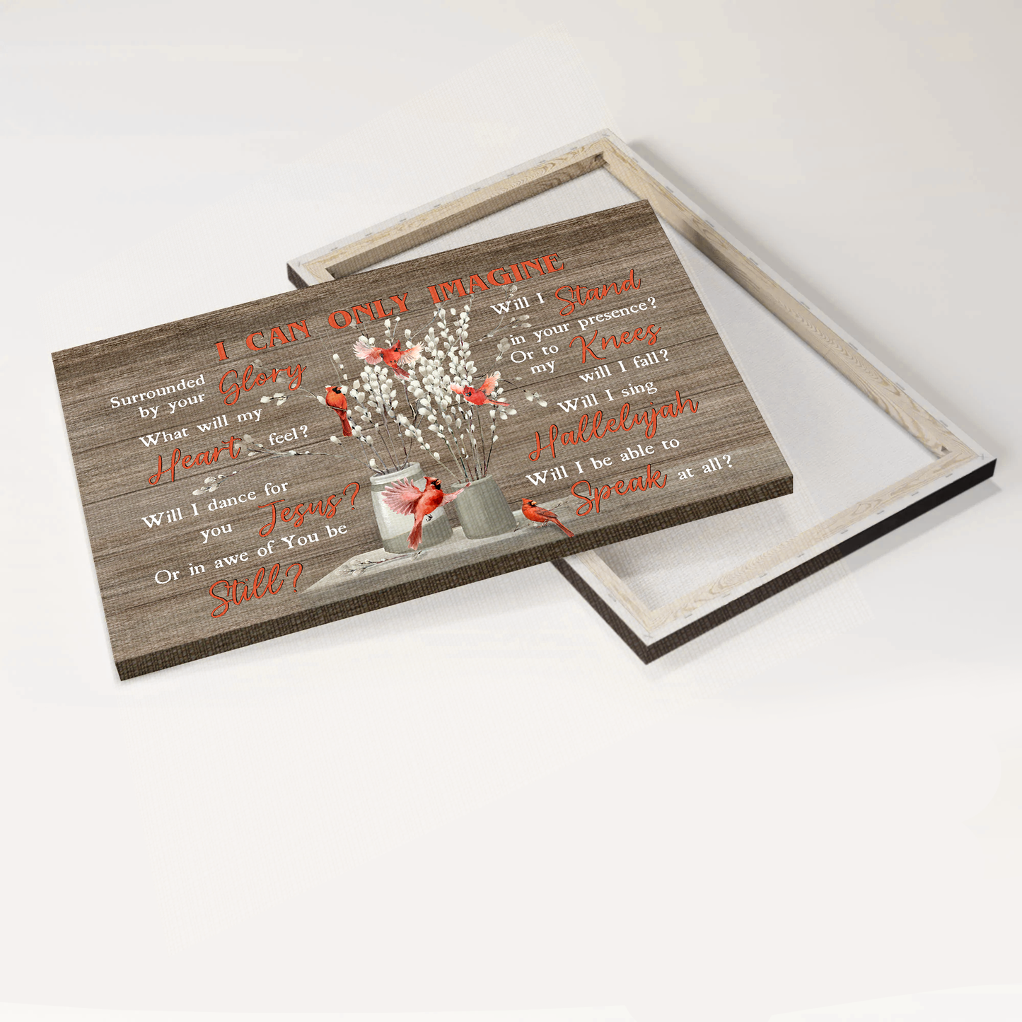 Jesus Landscape Canvas- Cardinal, Briar Flower Vase canvas- Gift for Christian- I Can Only Imagine