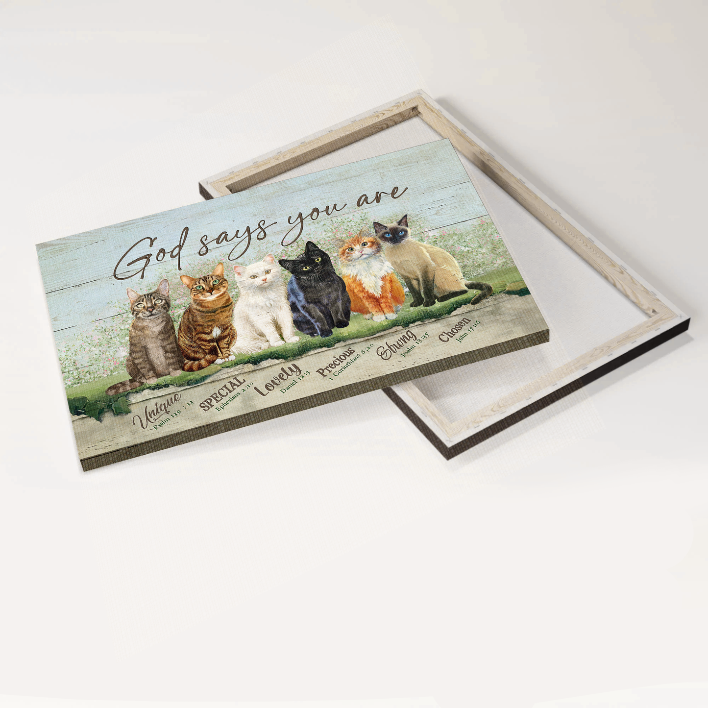 Jesus Landscape Canvas- Cats drawing- Gift for Christian, Cat lover - God says you are - Landscape Canvas Prints, Wall Art