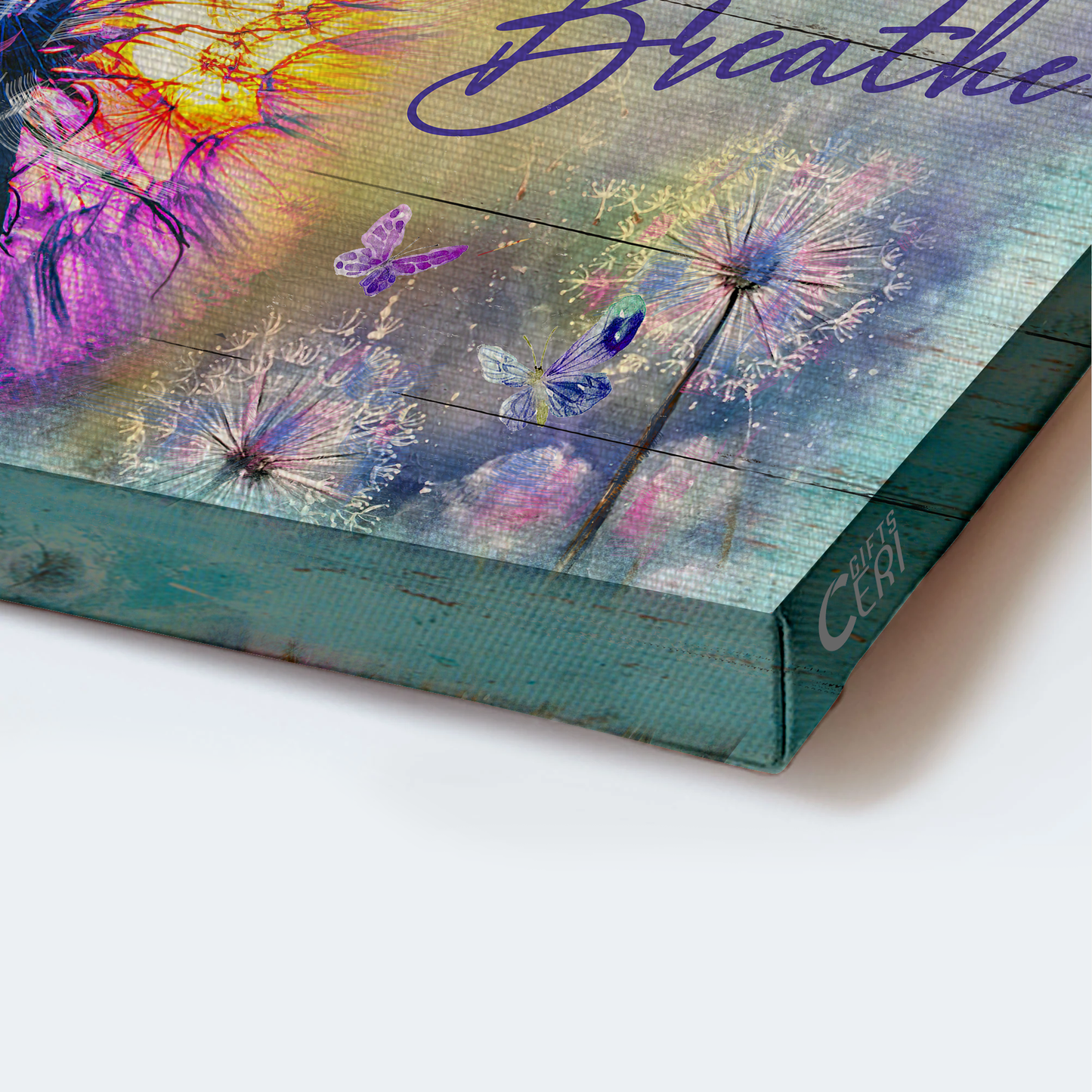 Jesus Landscape Canvas- Colorful Dandelion, Purple Butterfly, Just Breathe canvas- Gift for Christian- Jesus Landscape Canvas, Wall Decor