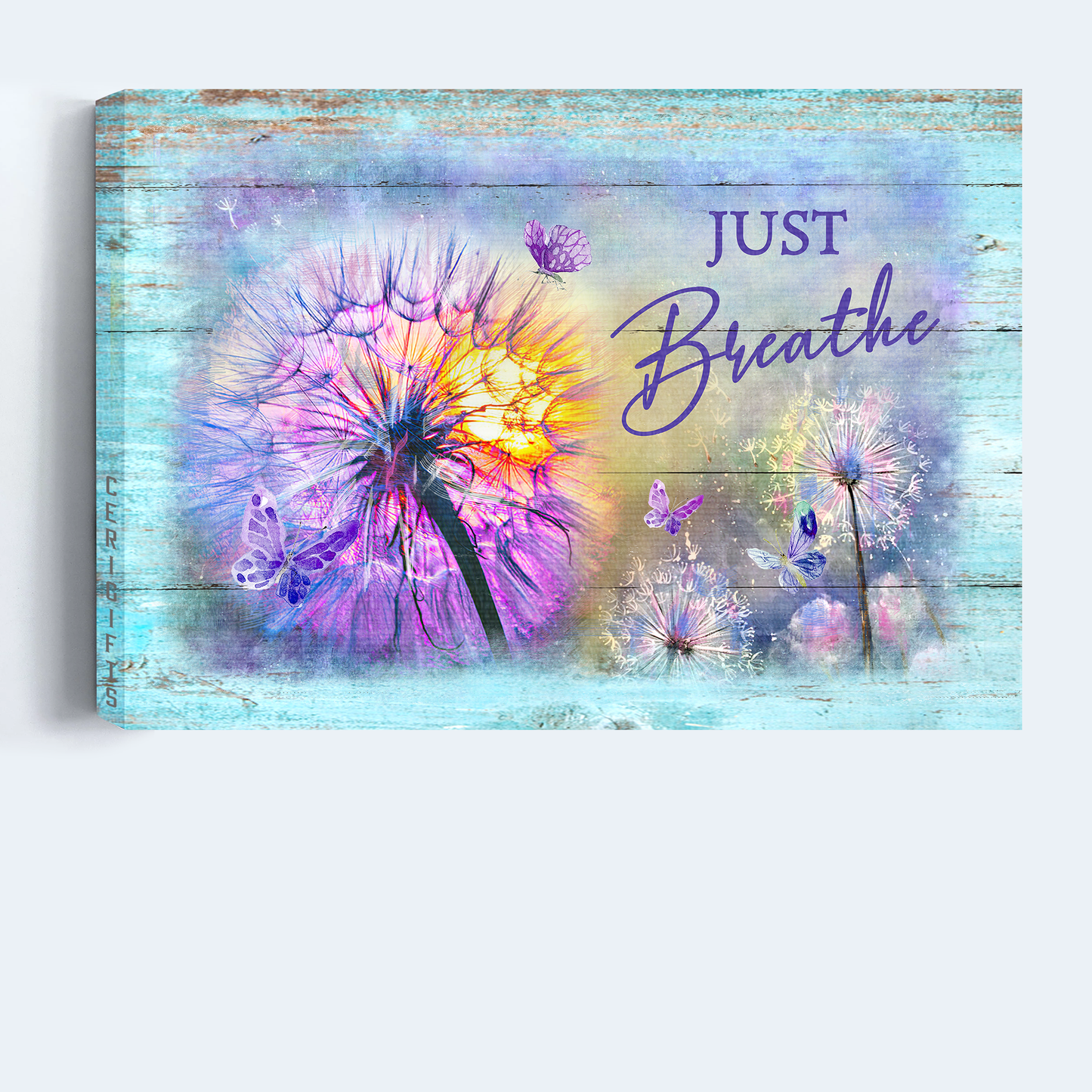 Jesus Landscape Canvas- Colorful Dandelion, Purple Butterfly, Just Breathe canvas- Gift for Christian- Jesus Landscape Canvas, Wall Decor