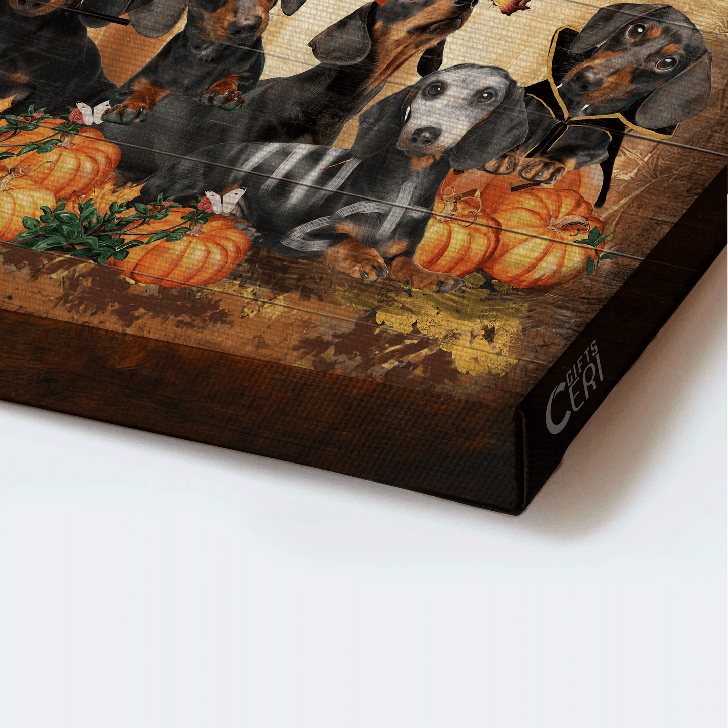 Dachshund Landscape Canvas- Dachshunds, Pumpkin, Halloween costumes canvas- Gift for Dachshund lover