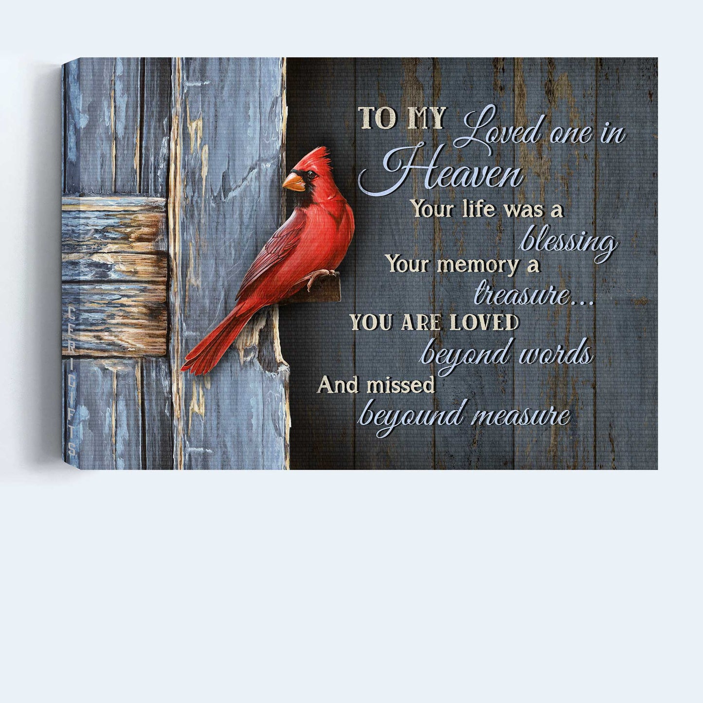 Memorial Landscape Canvas- Amazing cardinal, Antique door, Heaven Landscape Canvas- Gift For Members Family- To my loved one in heaven