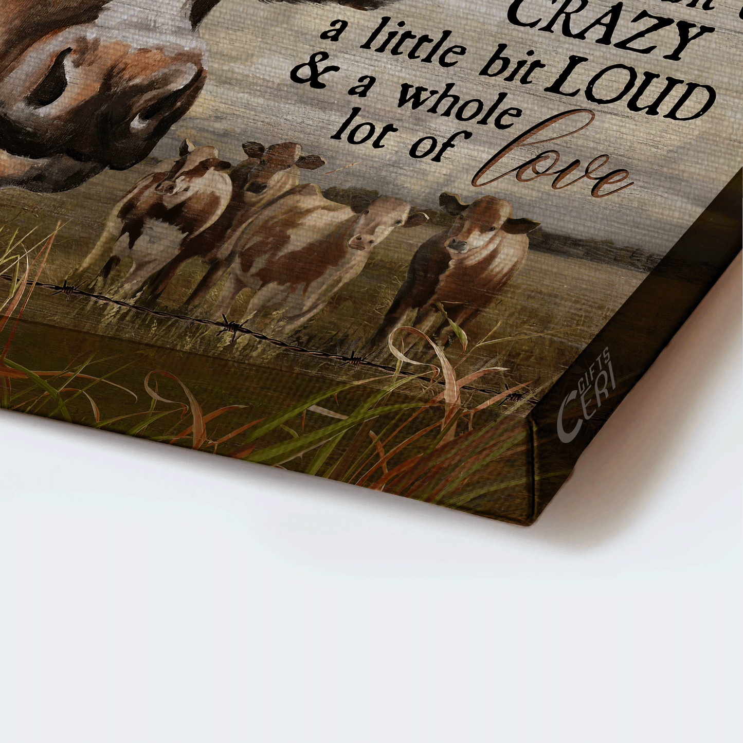 Family Landscape Canvas- Dairy cows, Blue bird, Farm animal, Grass field canvas- Gift for members family-This is us love