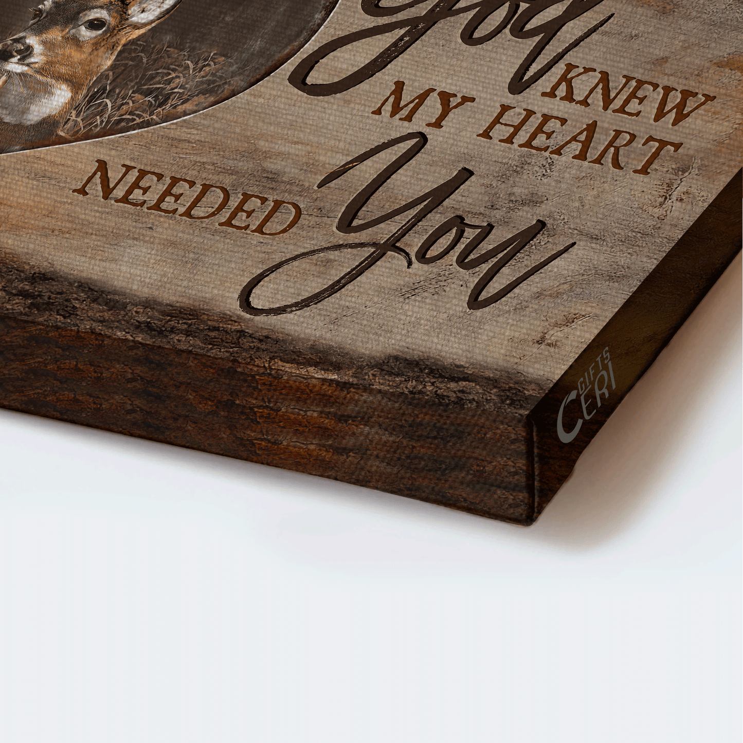 Couple Landscape Canvas- Deer drawing, Wooden heart canvas- Gift for Couple, Lover- God knew my heart needed you
