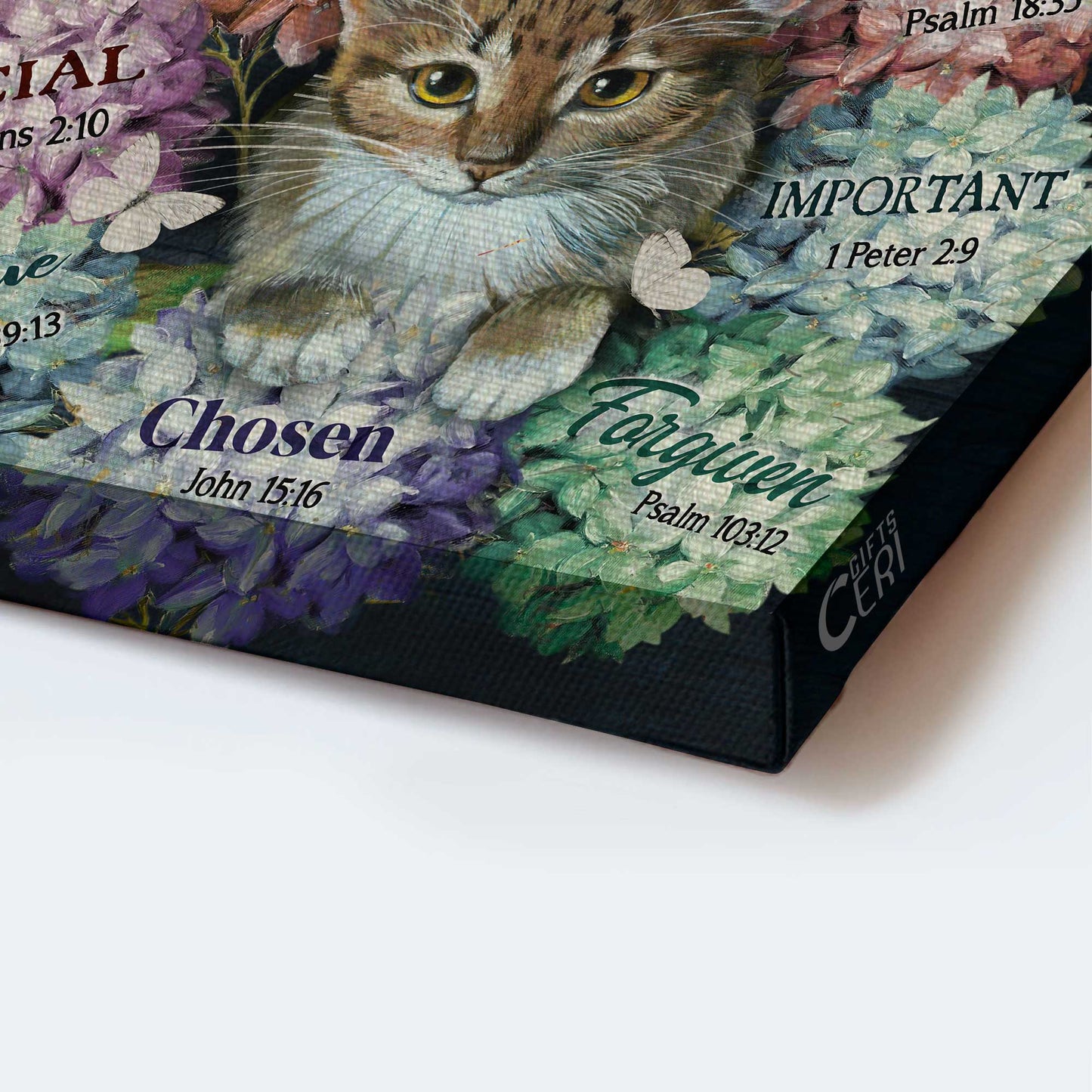 Jesus Landscape Canvas- Amazing Cat, Colorful Hydrangea, Butterfly Landscape Canvas- Gift For Christian- God Says You Are