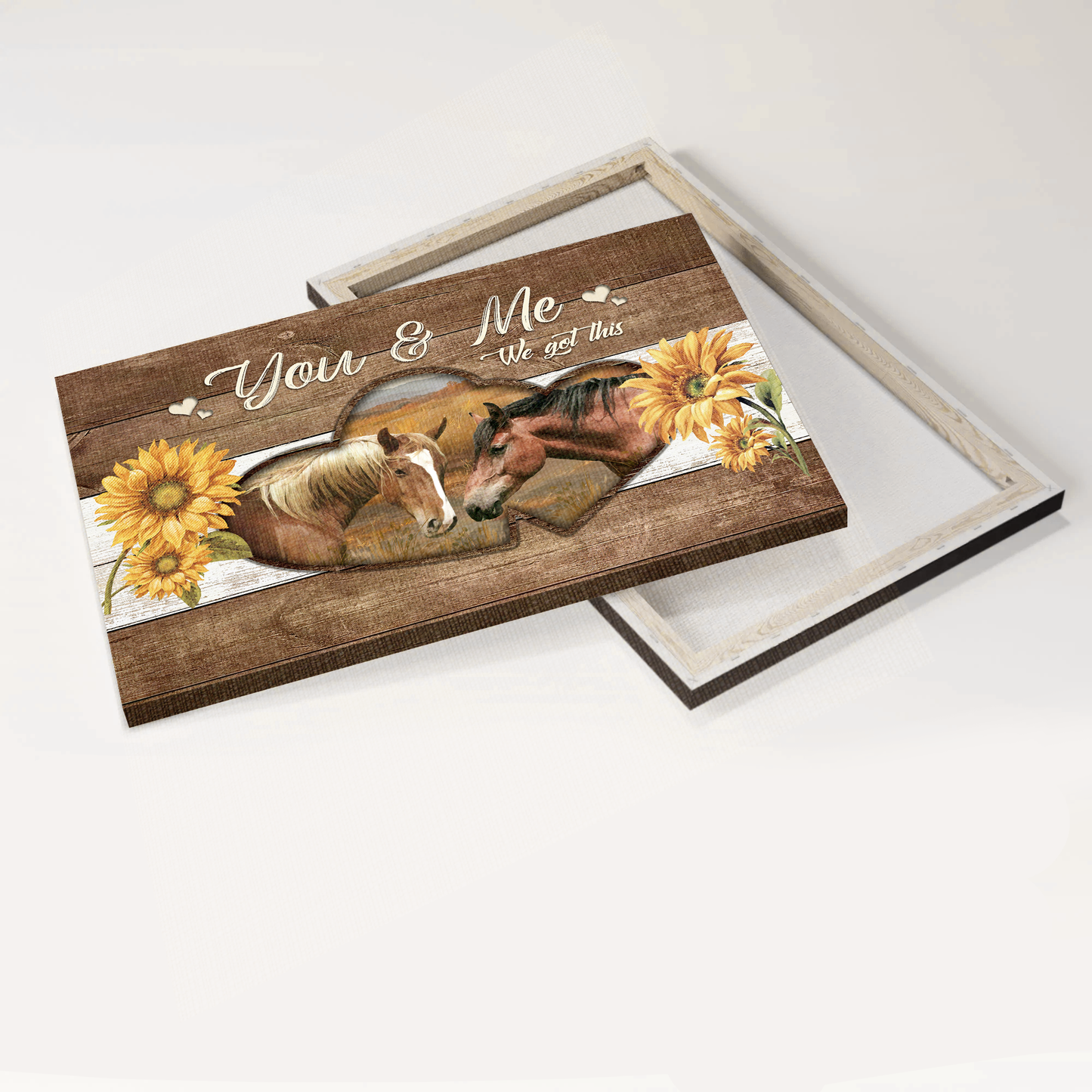 Jesus Landscape Canvas- Dream horse drawing, Heart frame, Sunflower painting canvas- Gift for Christian-You and me we got this