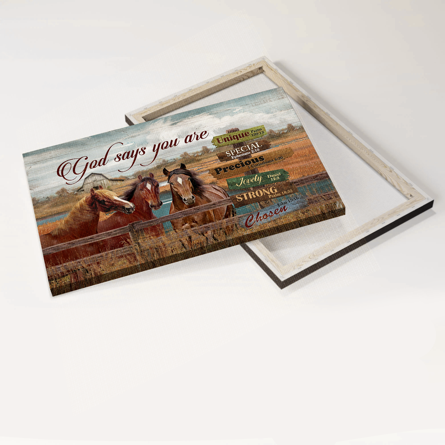 Jesus Landscape Canvas- Dream horses, Countryside painting, Rice field canvas, God says you are canvas - Gift for Christian