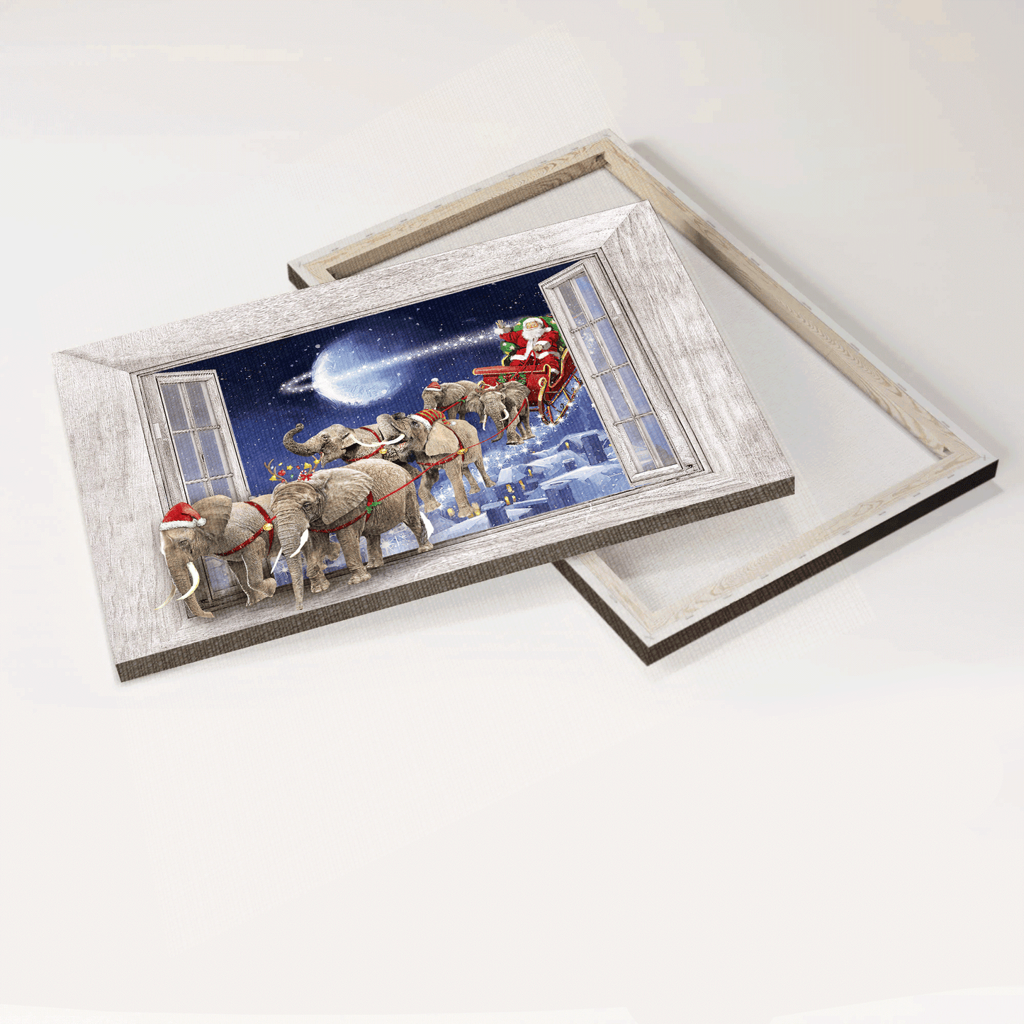 English Bulldog Landscape Canvas- English Bulldog, Christmas painting, Santa Clause - Gift for Christmas - Dog Landscape Canvas Prints, Wall Art