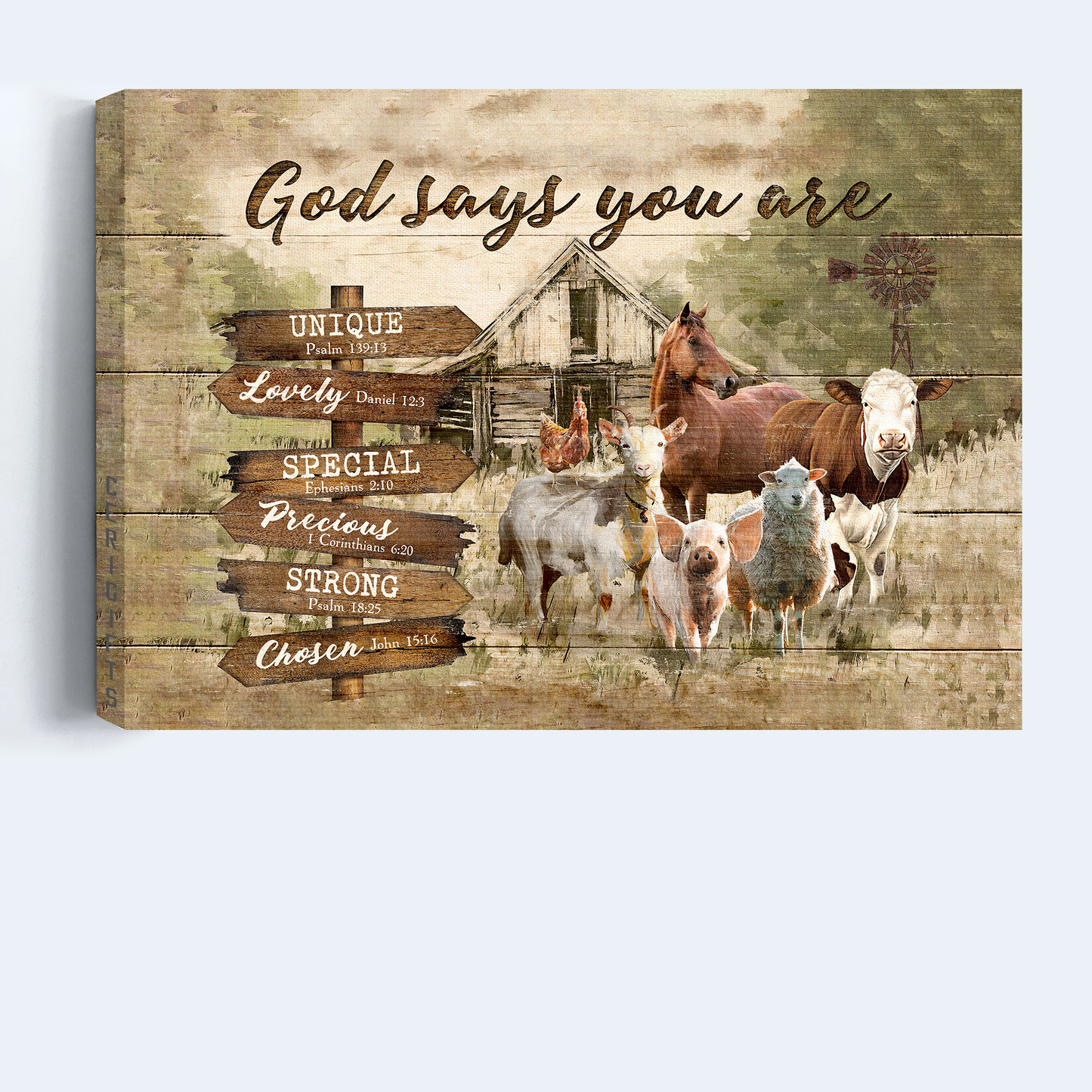 Jesus Landscape Canvas- Farm life, Animal, Peaceful Farmhouse canvas- Gift for Christian- God says you are