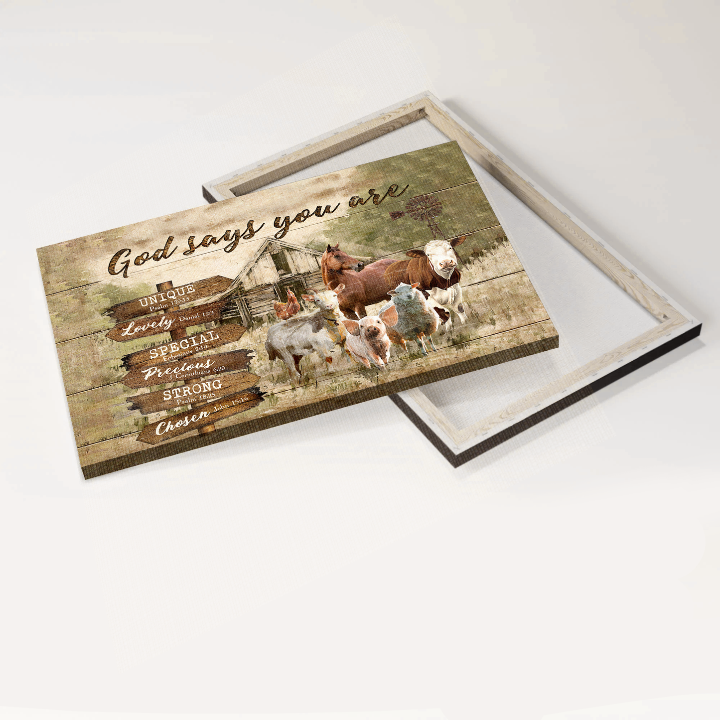 Jesus Landscape Canvas- Farm life, Animal, Peaceful Farmhouse canvas- Gift for Christian- God says you are
