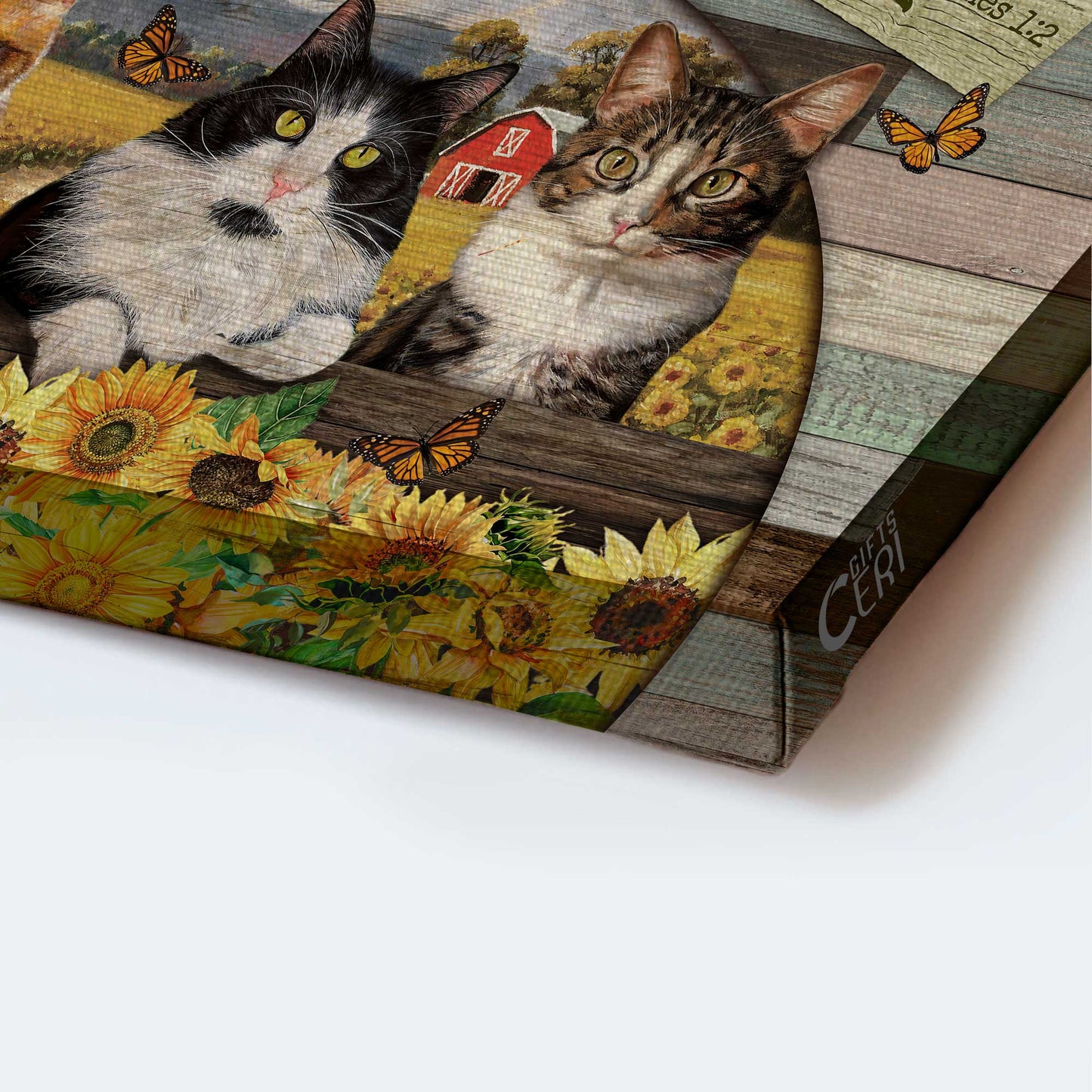 Jesus Landscape Canvas- Amazing Cat Drawing, Sunflower Field, Butterfly Landscape Canvas- Gift For Christian-Today I Choose Joy