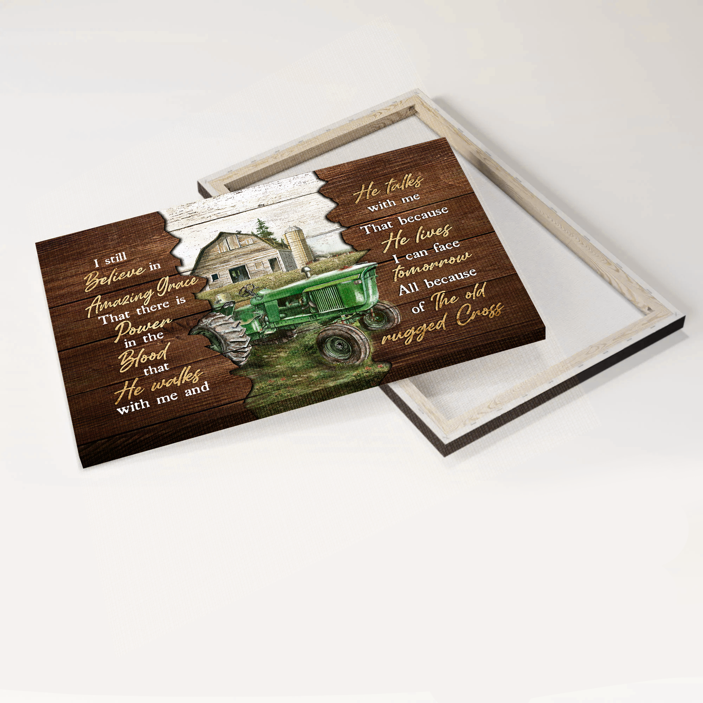 Jesus Landscape Canvas- Farm tractor, Tranquil farm canvas- Gift for Christian- I still believe in amazing grace - Landscape Canvas Prints, Wall Art