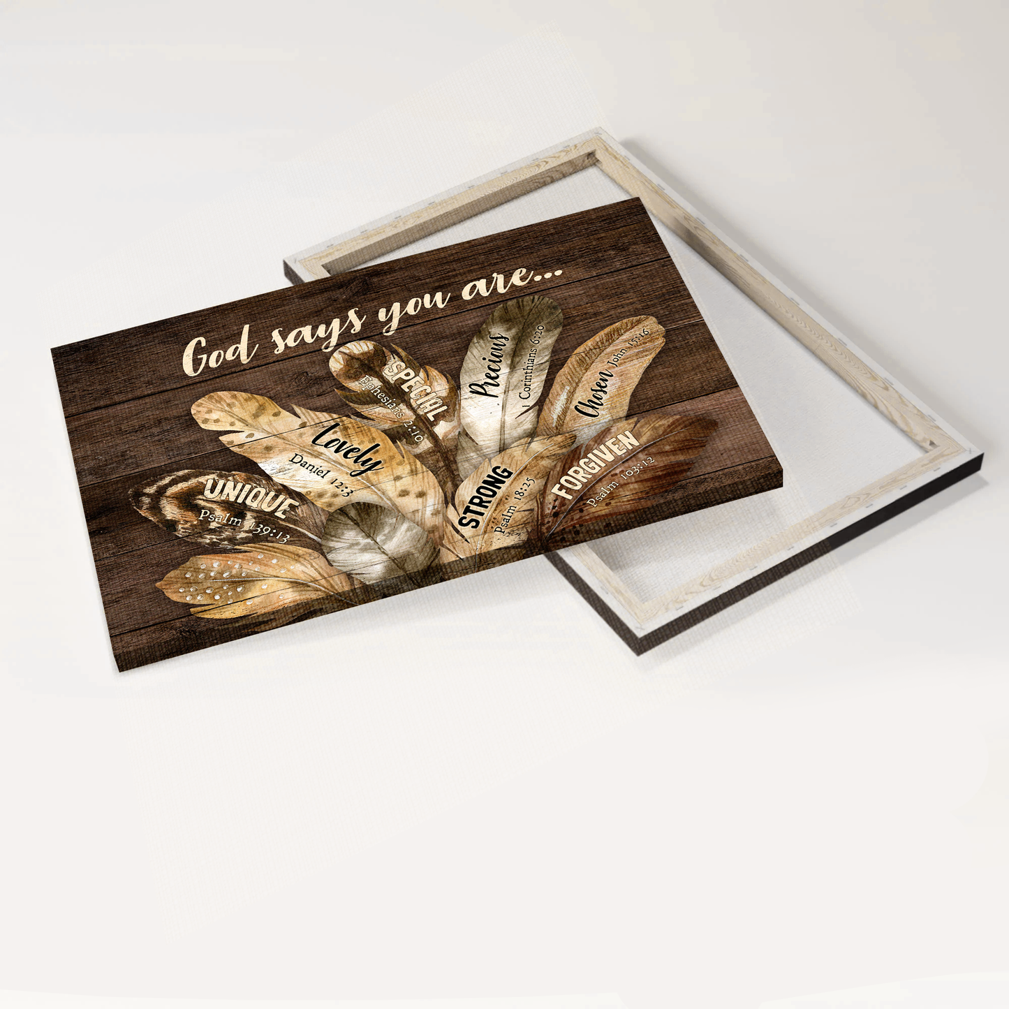 Jesus Landscape Canvas- Feather painting canvas- Gift for Christian- God says you are- Landscape Canvas Prints, Wall Art