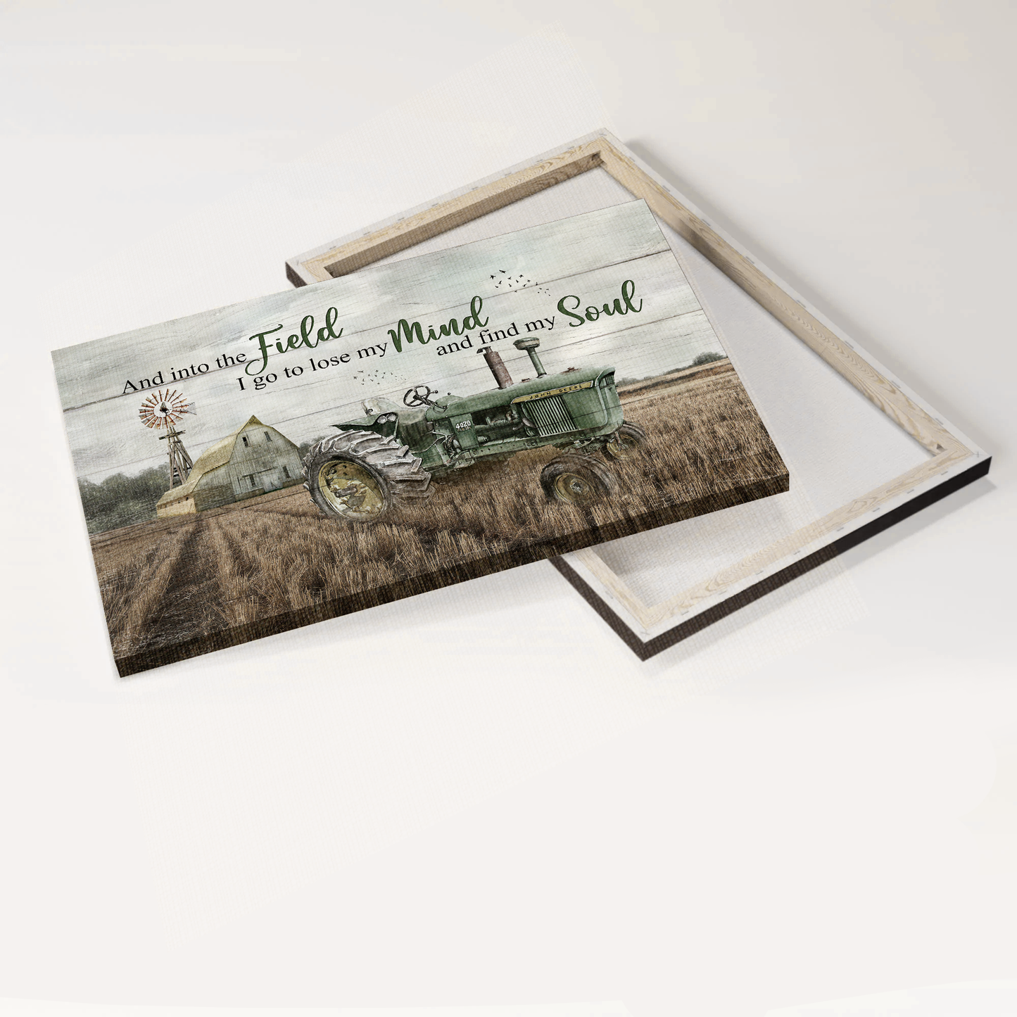 Jesus Landscape Canvas- Field painting, Harvest season, Green tractor canvas- Gift for Christian- And into the field I go to lose my mind- Landscape Canvas Prints Wall Art
