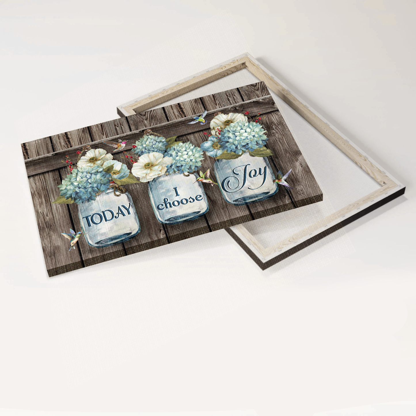 Jesus Landscape Canvas- Flower artwork, White camellia, Colorful hummingbird canvas- Gift for Christian- Today I choose joy - Landscape Canvas Prints, Wall Art