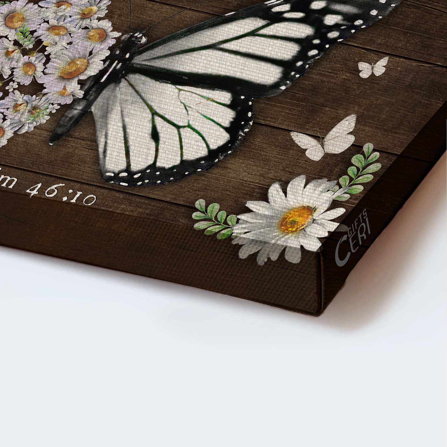 Jesus Landscape Canvas- Flower butterfly, Daisy frame, Butterfly canvas- Gift for Christian- Be still and know that I am God- Landscape Canvas Prints, Wall Art