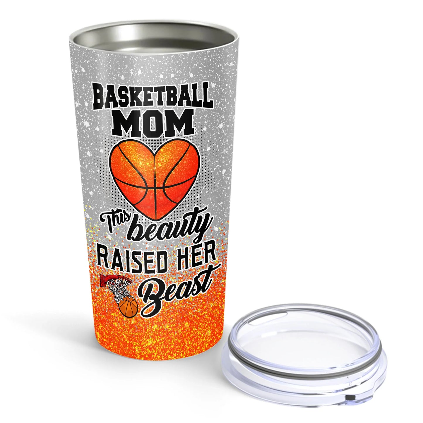 Best Personalized Mother's Day Gifts Tumbler - Custom Gift For Mother's Day, Presents for Mom - Basketball Mom This Beauty Raised Her Beast Tumbler