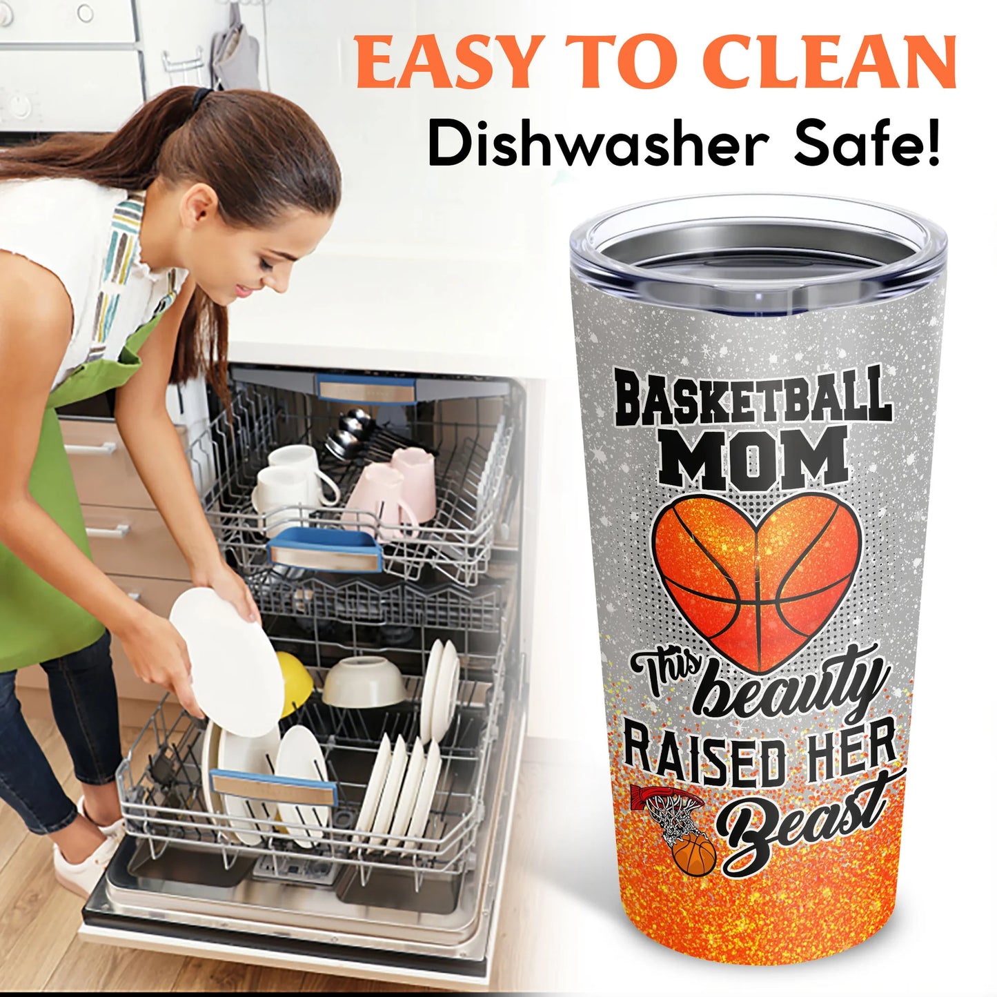 Best Personalized Mother's Day Gifts Tumbler - Custom Gift For Mother's Day, Presents for Mom - Basketball Mom This Beauty Raised Her Beast Tumbler